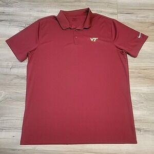 Virginia Tech Nike Shirt Mens XL Red Maroon Dri Fit Hokies NCAA Performance Polo